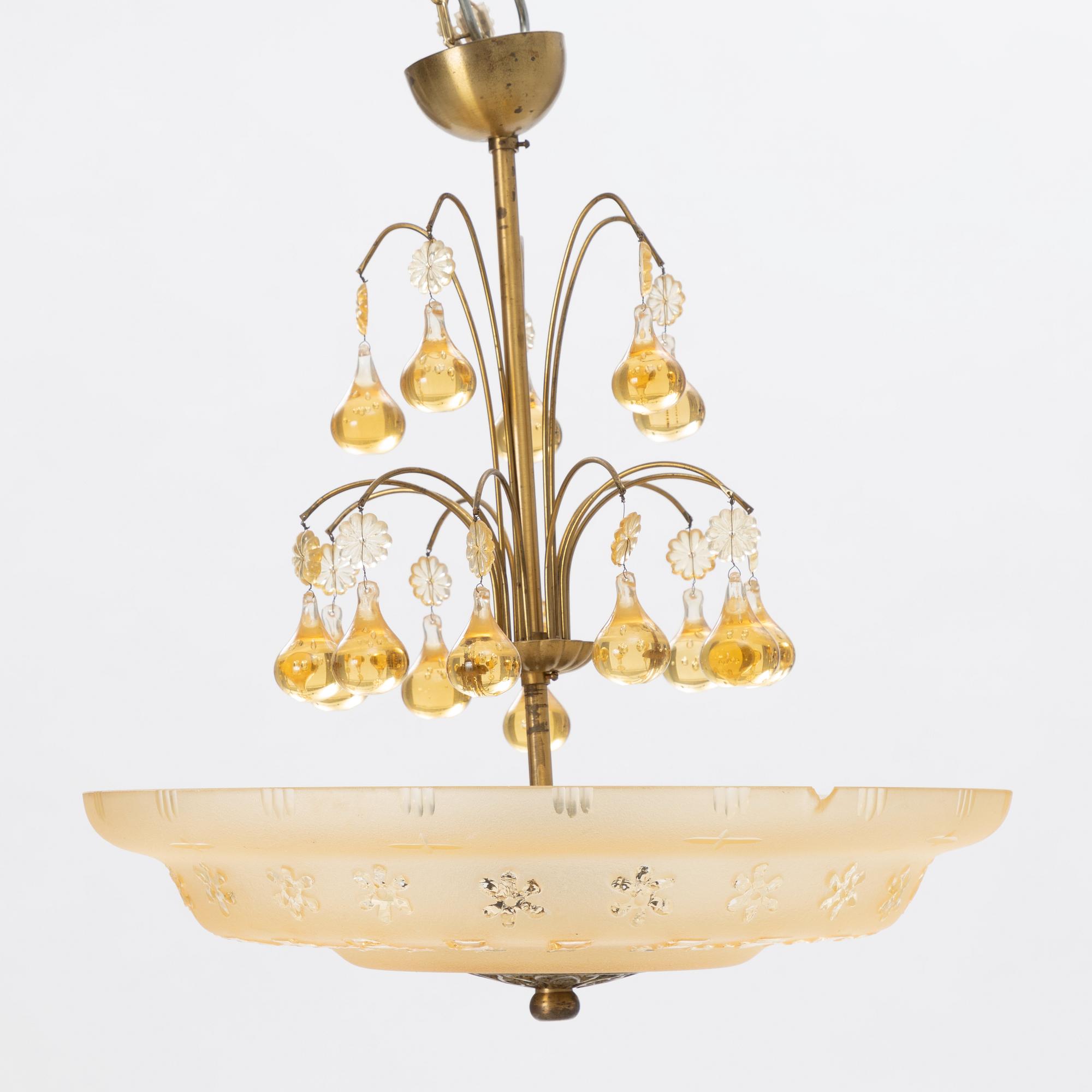 A Swedish Grace ceiling lamp, 1920's.