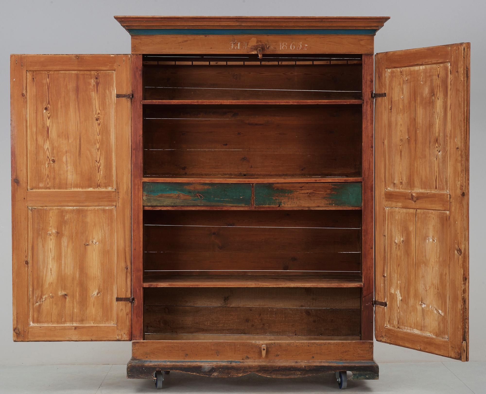 SKÅP, allmoge, daterad 1865.