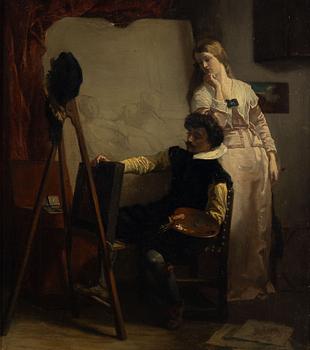 Okänd konstnär, 1800-tal, I ateljén.
