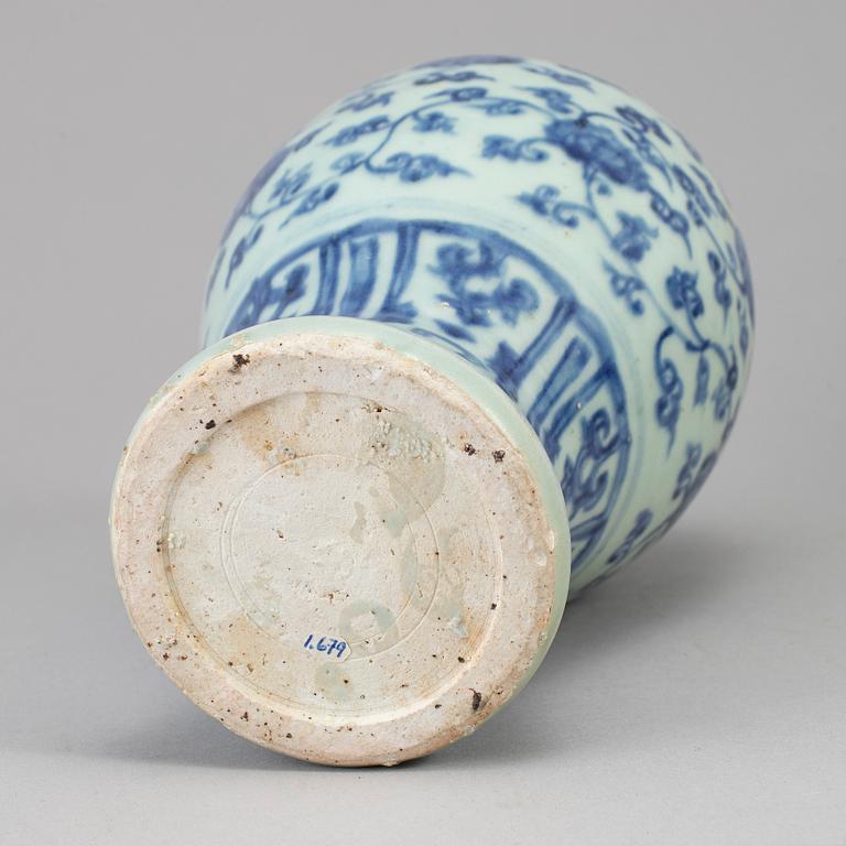 A blue and white Meiping vase, Ming dynasty (1368-1644).