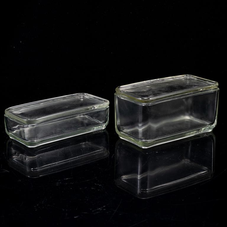 WILHELM WAGENFELD, 'Kubus' stackable storage glass containers, Vereinigte Lausitzer Glaswerke AG, ca 1938.