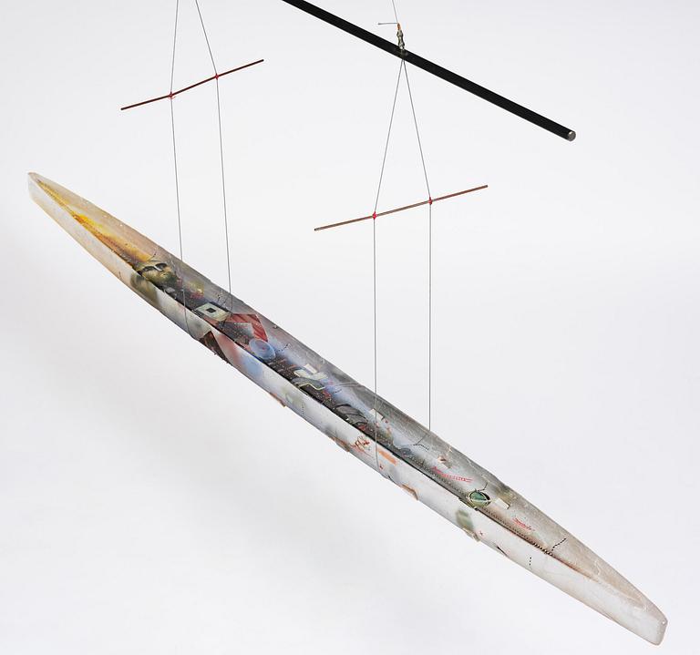 Bertil Vallien, a monumental sand cast glass sculpture of a boat, Kosta Boda, Sweden, 21st century.