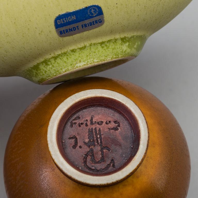 BERNDT FRIBERG, a stoneware vase and bowl from Gustavsberg studio, the vase signed.