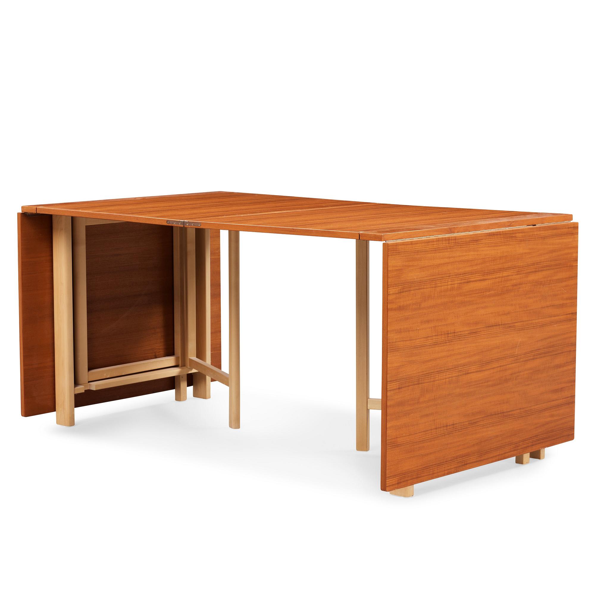 A Bruno Mathsson teak and beech gate leg table, Mathsson International, Sweden ca 1968.