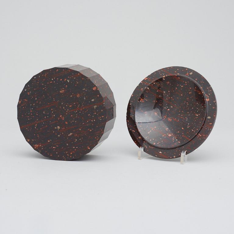 A Swedish Empire porphyry butter box.