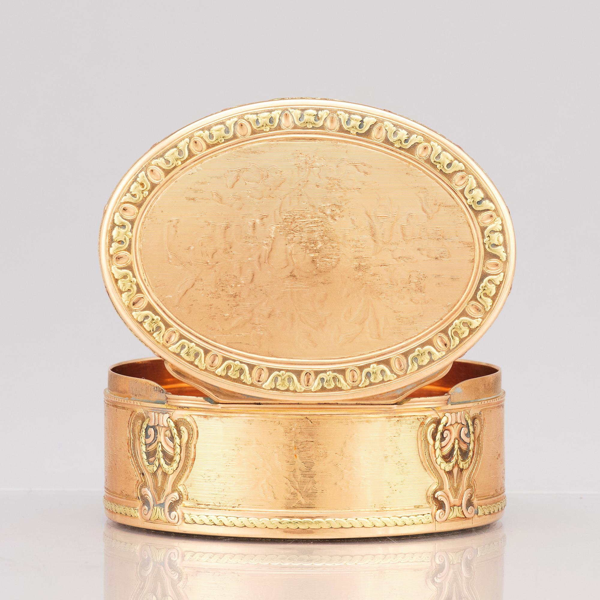 An early 19th century 18 carat gold box, probably Geneva, Switzerland.