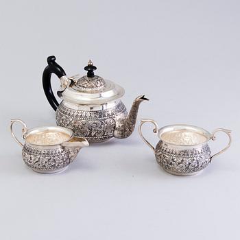 A 3-piece silver tea set, India, 20th Century.