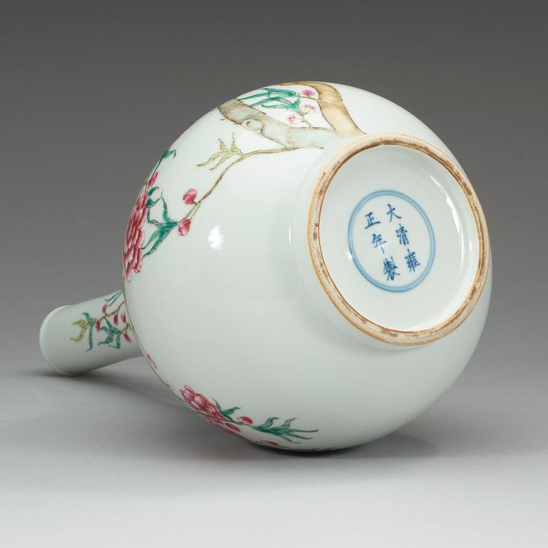 A Chinese famille rose vase, 20th Century with Yongzheng six character mark.
