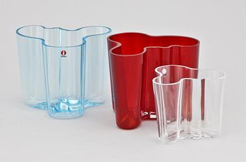 VASER, 3 st, glas "Savoy", Alvar Aalto, Iittala.