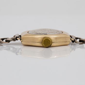 ARMBANDSUR, dam, 2 st, 1900-talets mitt, förgyllt silver och silver.