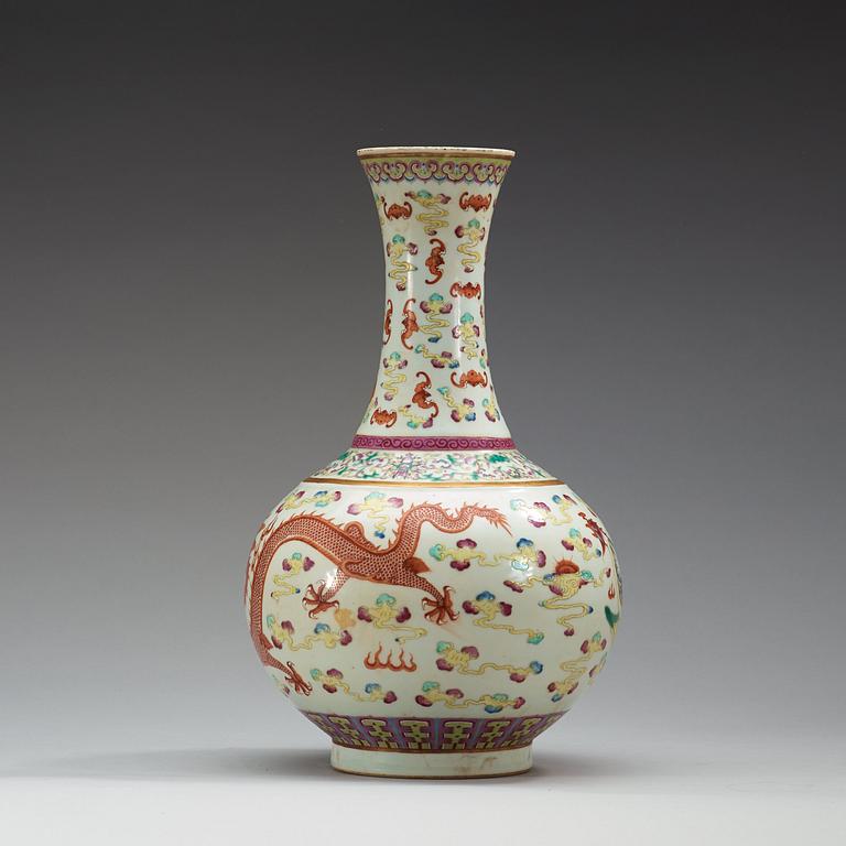 A famille rose vase, China, 20th Century, with Guangxu six character mark.