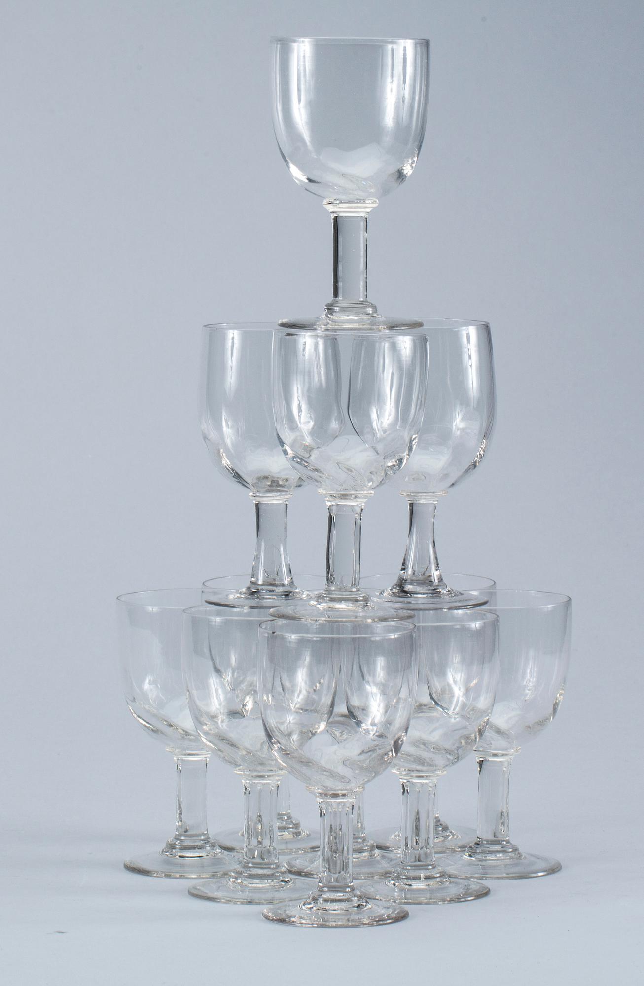 VINGLAS, glas, 12 st. 1800-tal.