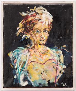 Elin Källman, "Woman against black background".