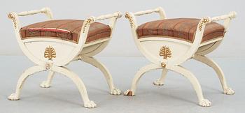 A pair of late Gustavian early 19th century stools.