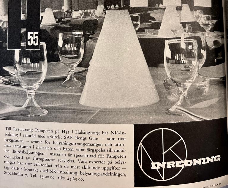 Bertil Brisborg, a pair of table lamps, model Triva "H55", Nordiska Kompaniet 1950s.