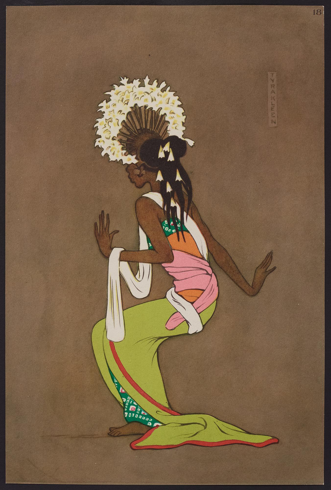 Tyra Kleen, fyra häften med åtta tryckta planscher (varav en dublett), "Temple Dances and Musical Instruments in Bali".