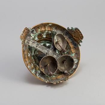 LITURGISK KLOCKA, mässing, 1800-tal.