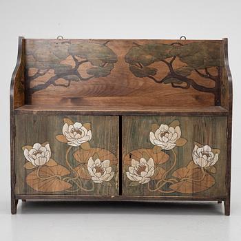 Märta Lindblom, & Carl Otto Lundgren, wall cabinet, signed and dated 1899.