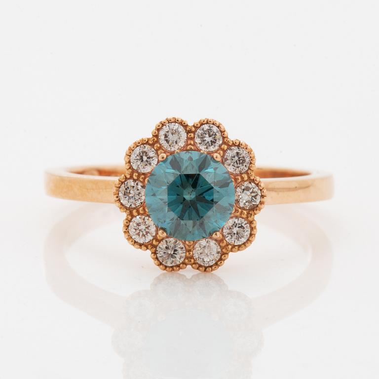 Blue colourtreated diamond ring.