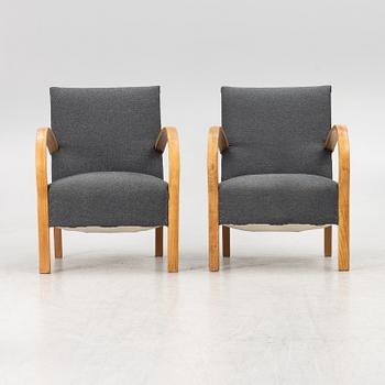 A pair of Swedish Modern armchairs, 1940's.