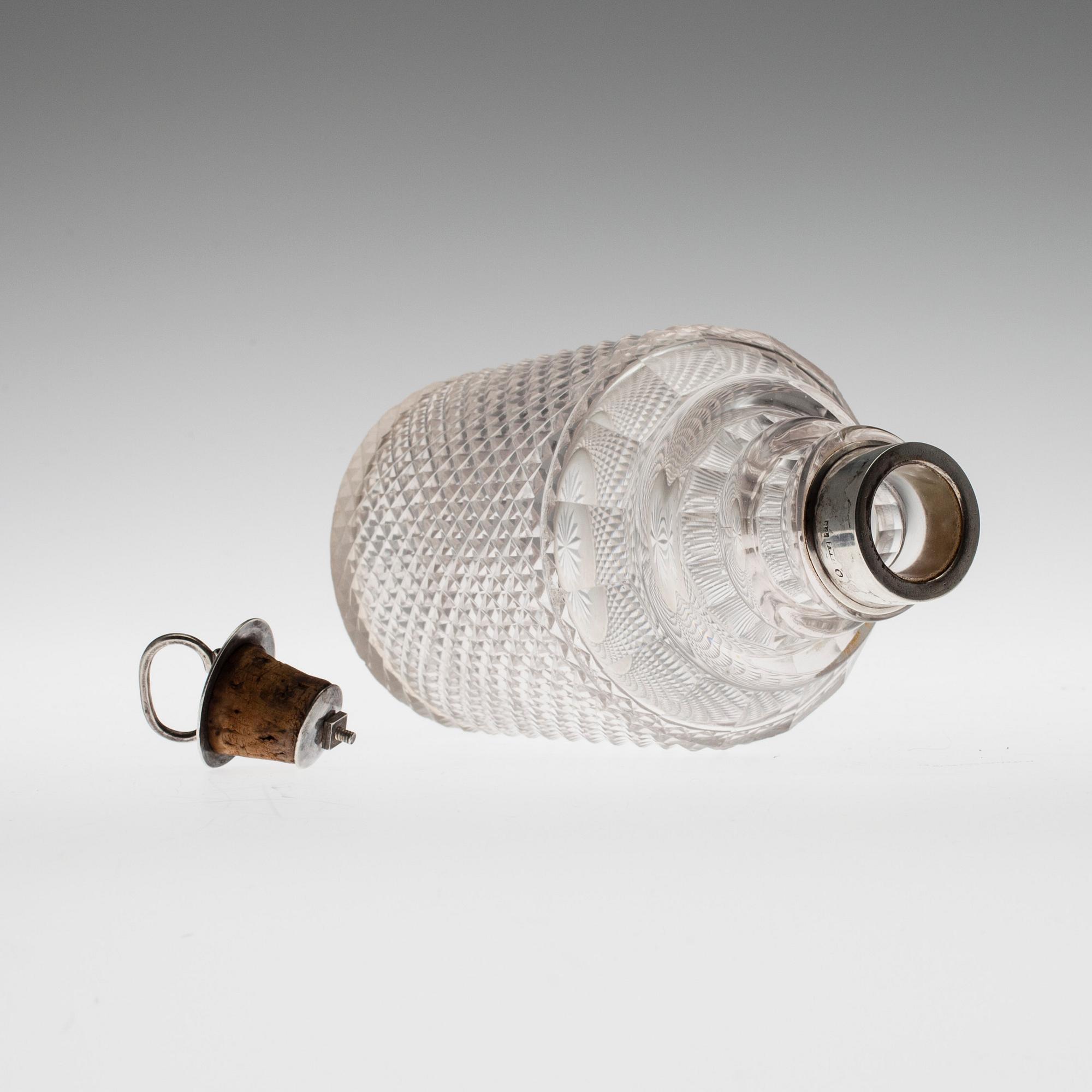 FLASKA, glas, silver, Olof Fredrik Wennerström, S:t Petersburg Ryssland 1800-talets mitt.