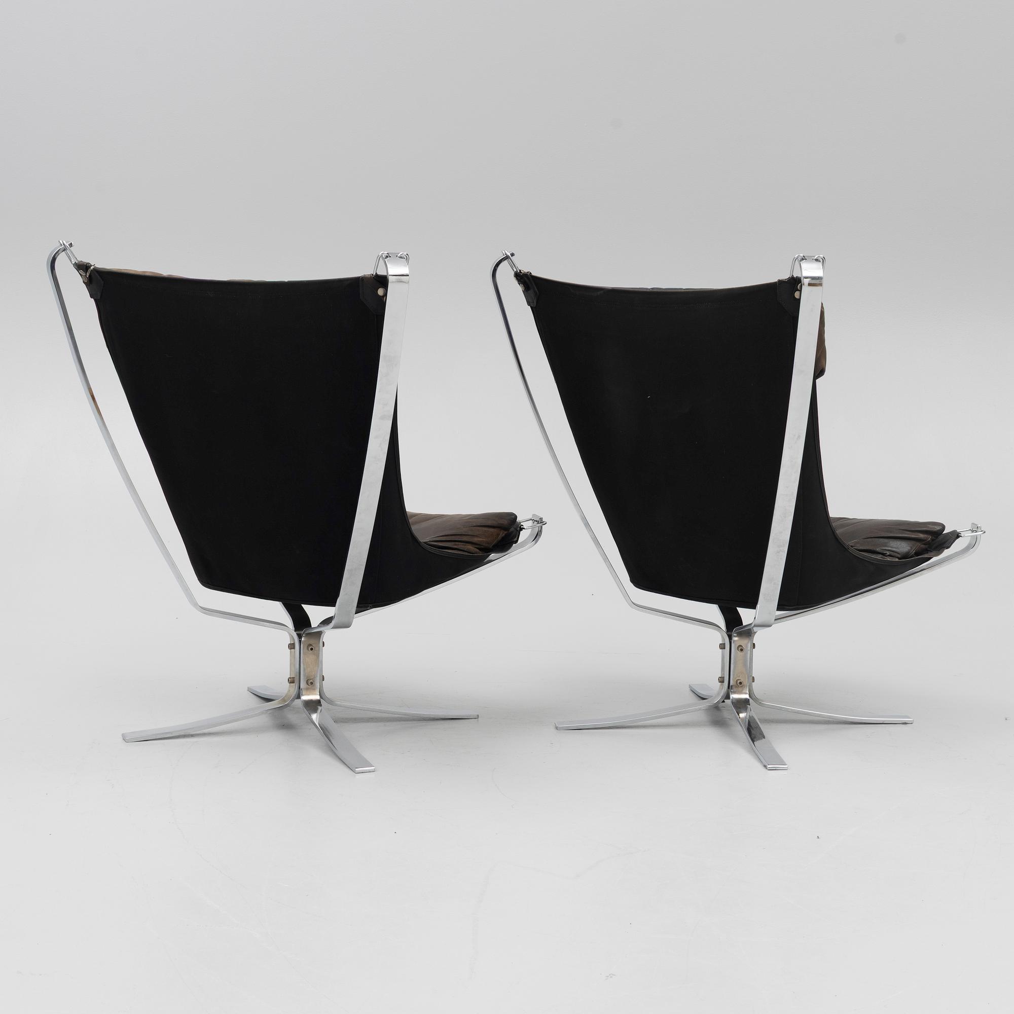 Sigurd Ressel, fåtöljer, ett par, "Falcon chair", Vatne Möbler, Norge, 1970-tal.