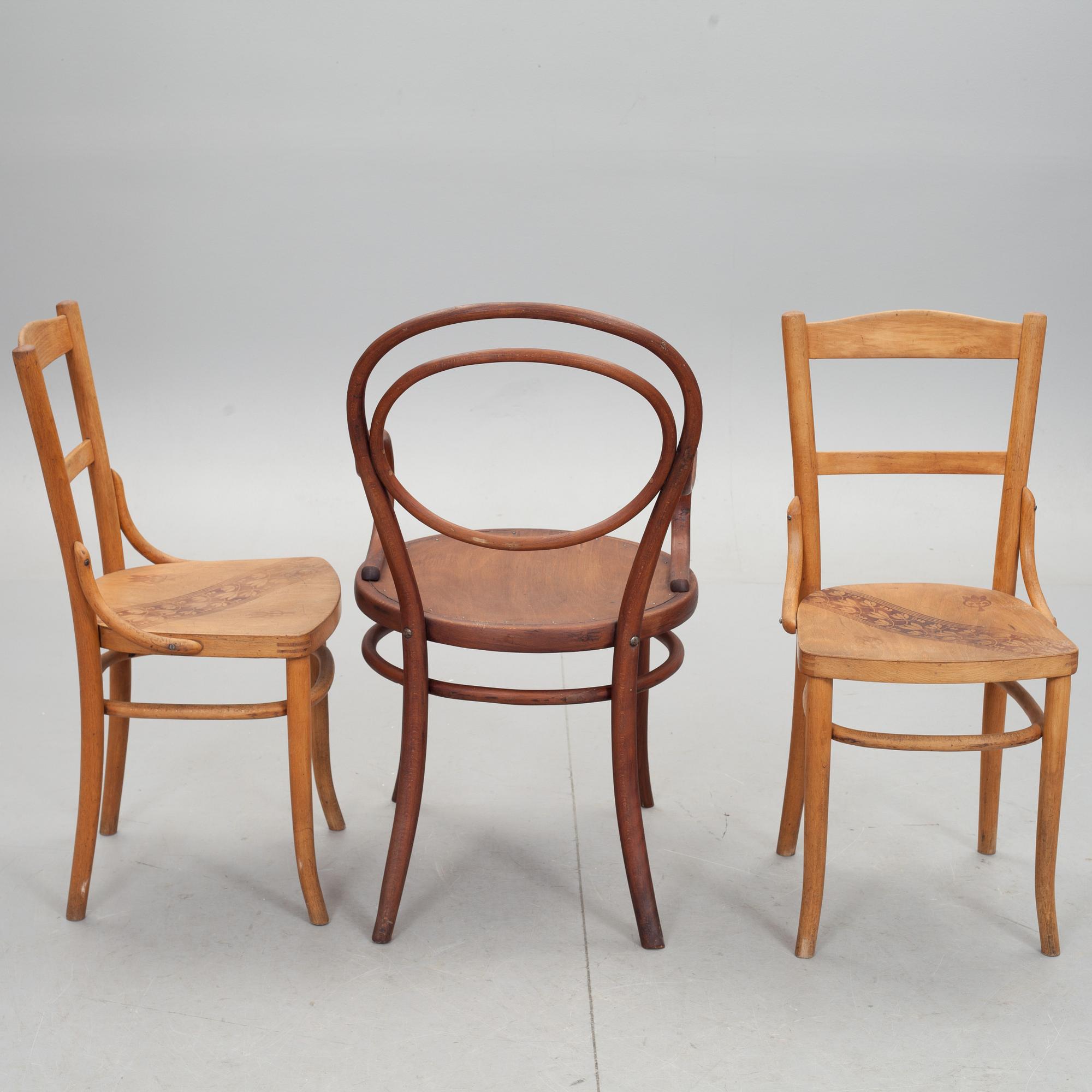 STOLAR, 2 st, Thonet samt KARMSTOL, 1900-talets första hälft.