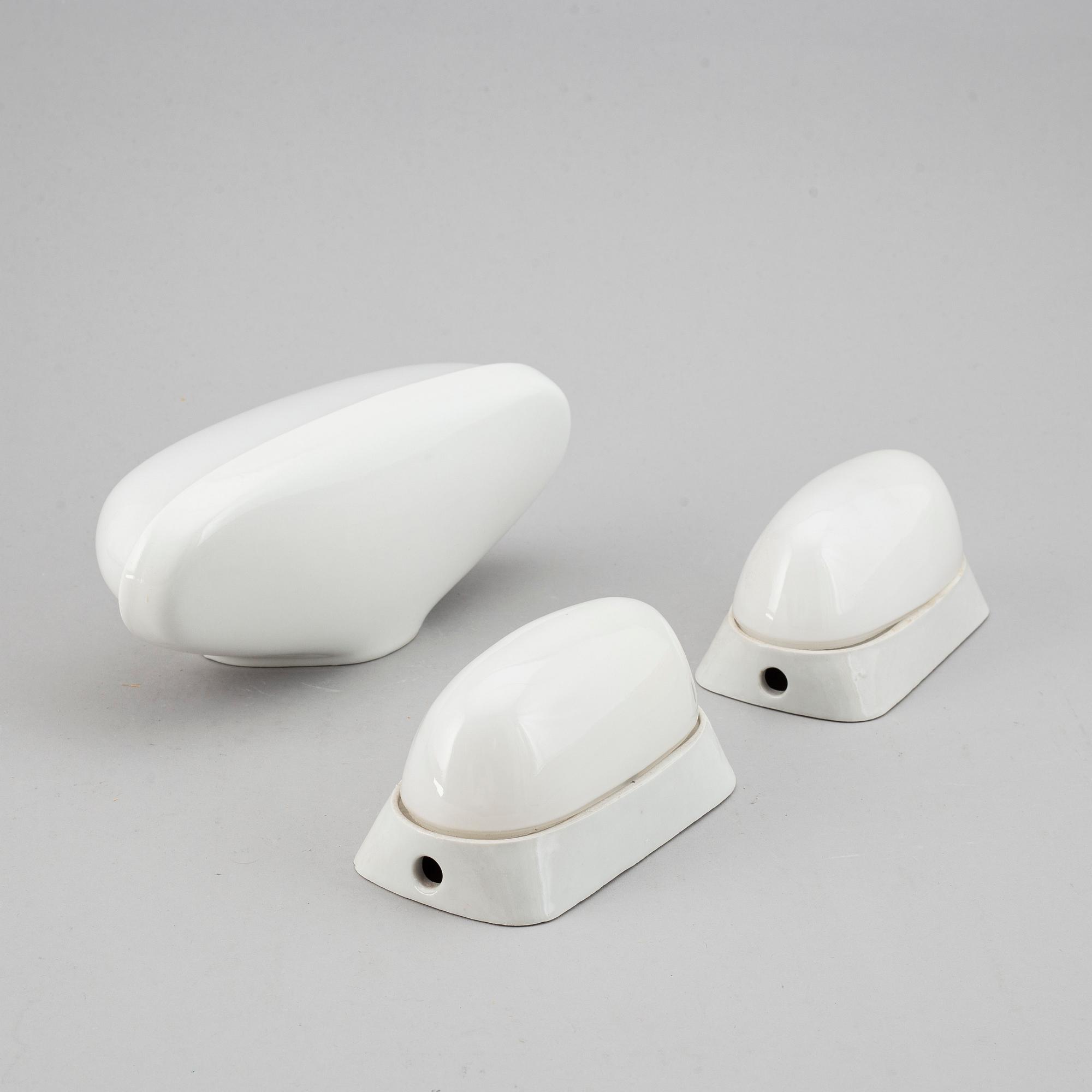 WILHELM WAGENFELD, three ceramic wall lights, Lindner Keramik, Bamberg, 1950's/60's.