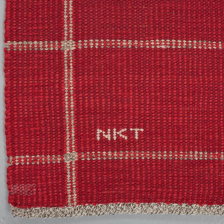 A CARPET, flat weave, ca 234,5 x 170,5 cm, signed NKT (Nordiska Kompaniets Textilkammare).