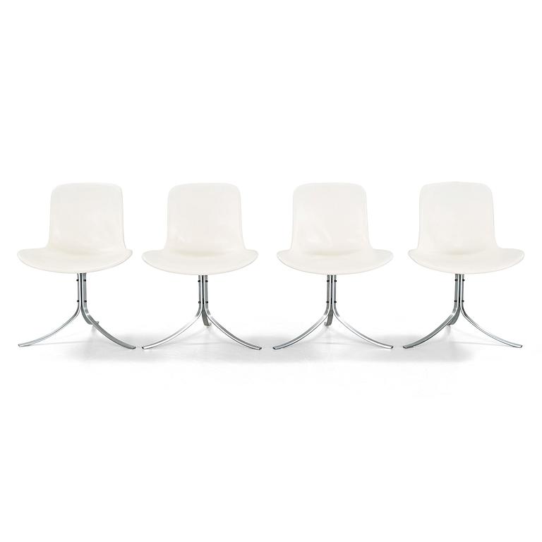 Four “PK9/Tulip chair” chairs, designed by Poul Kjaerholm, produced by Fritz Hansen, 1980s.