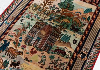 Carpet, Tabriz, figural, approx. 142 x 98 cm.