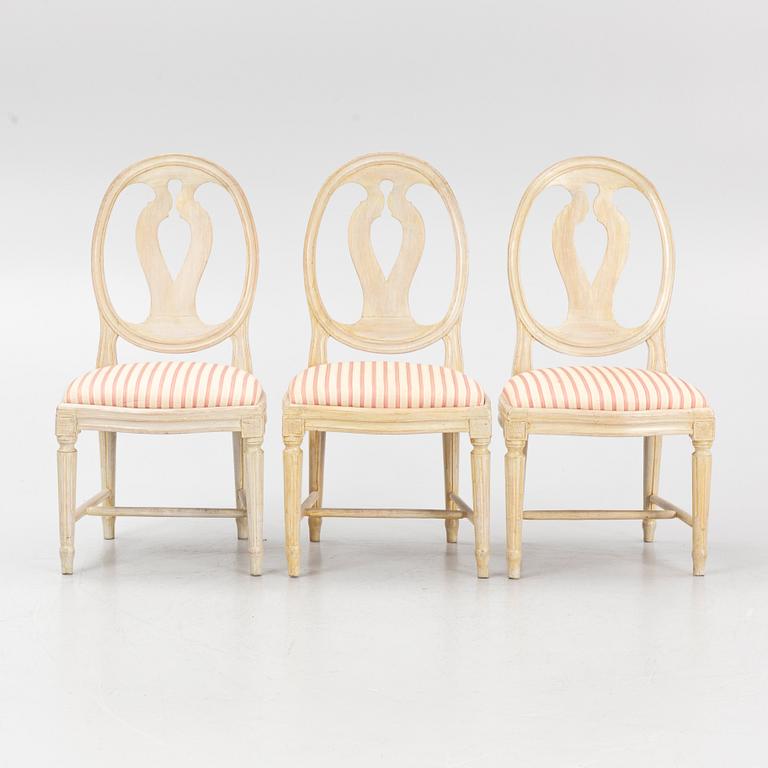 A set of three Gustavian chairs, late 18th entury.