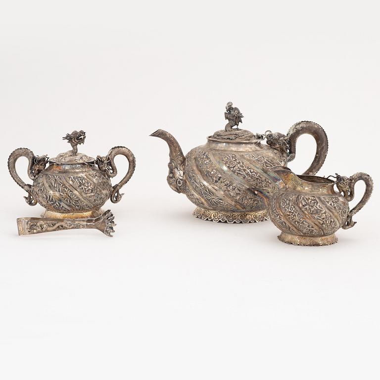 A Chinese Export silver tea service, unidentified maker's mark, 20th Century.