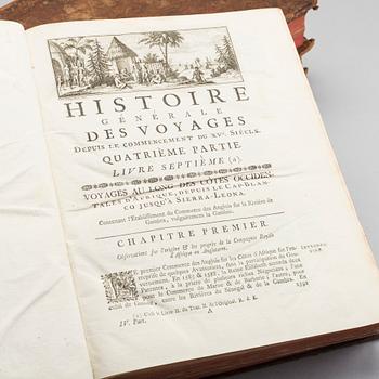 ANTOINE FRANCOIS PREVOST, "HISTORIE GENERALE DES VOYAGES... " 3 vol, utgivare Pierre d' Hondt 1747.