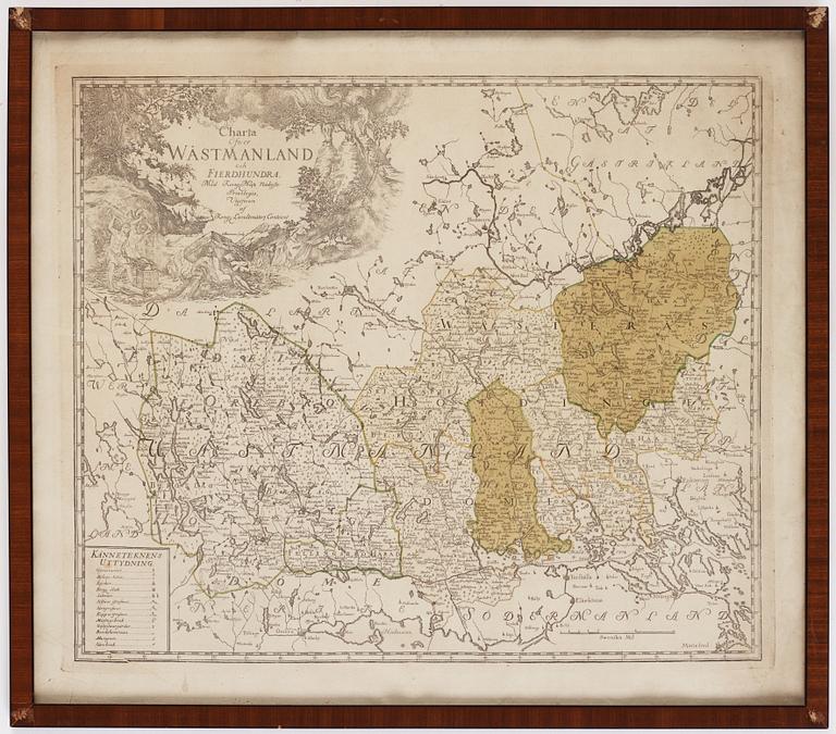 Karta, "Charta öfver Wästmanland och Fierdhundra", around 1800.