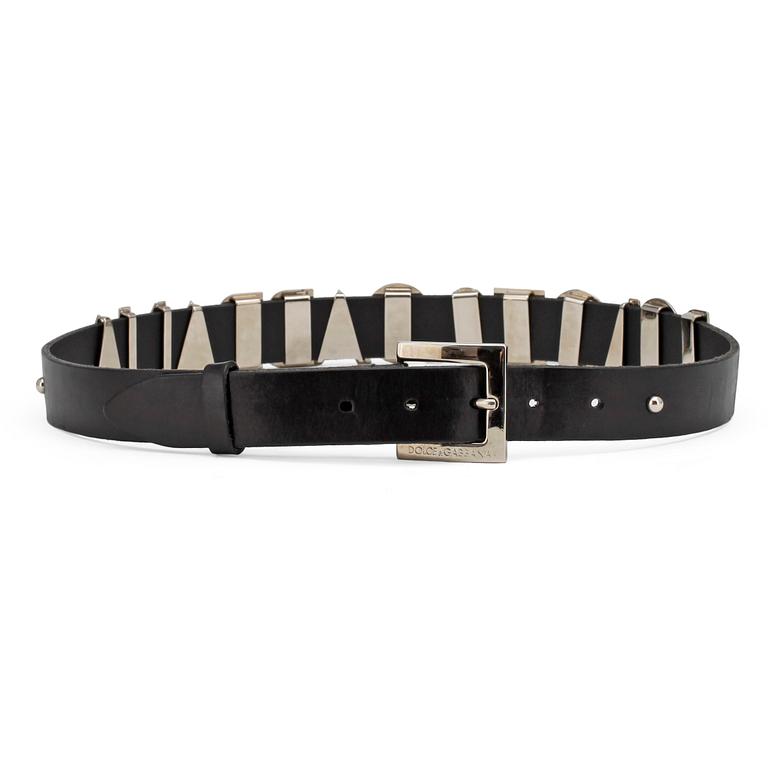 DOLCE & GABBANA, a black leather belt.