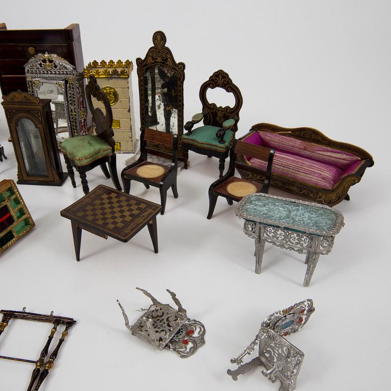 A lot of 26 doll house furniture Germany 19th century.