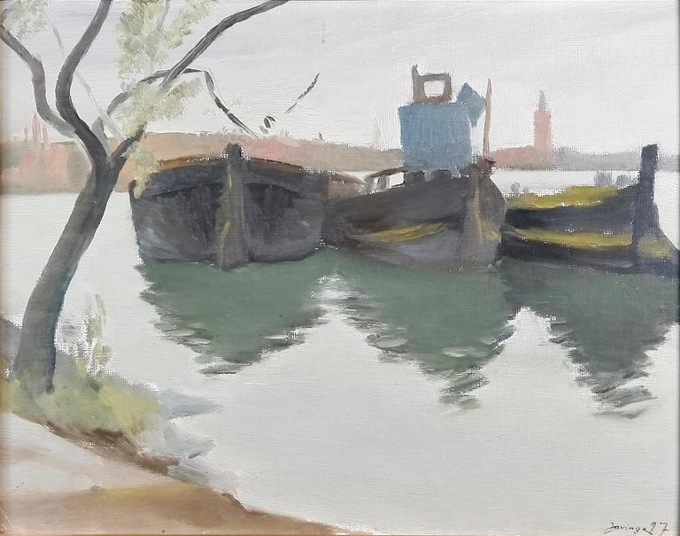 JOVINGE, TORSTEN. Olja på pannå, sign o dat -27.