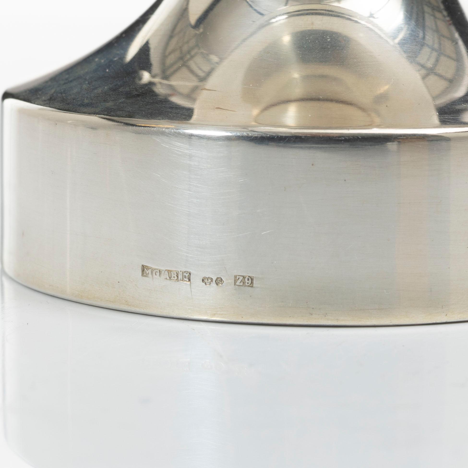 Ljusstakar, ett par, silver, firma MGAB, Uppsala 1974.