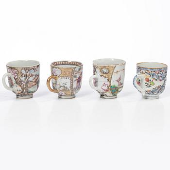 Thirteen porcelain cups, China, mostly 18th century.