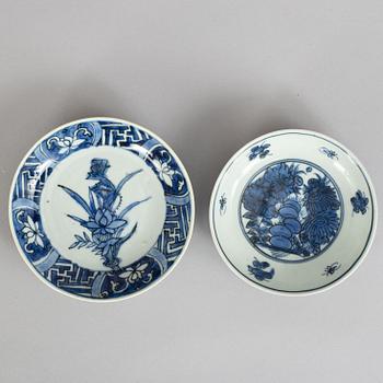 Two blue and white dishes, Ming dynasty (1368-1644).