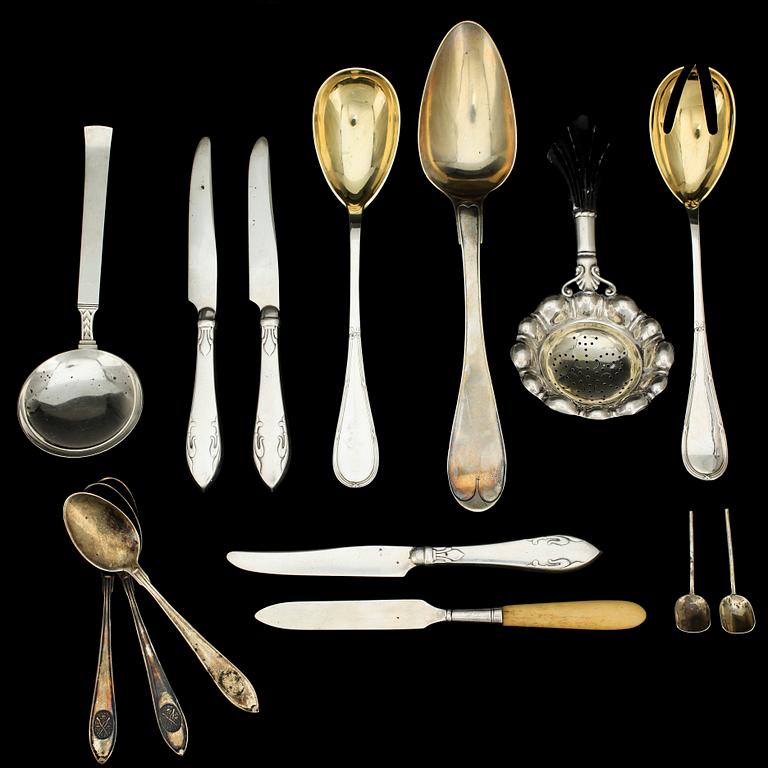 PARTI SILVER, 14 delar, bla Borgila, 1935.  Tot vikt ca 377g.