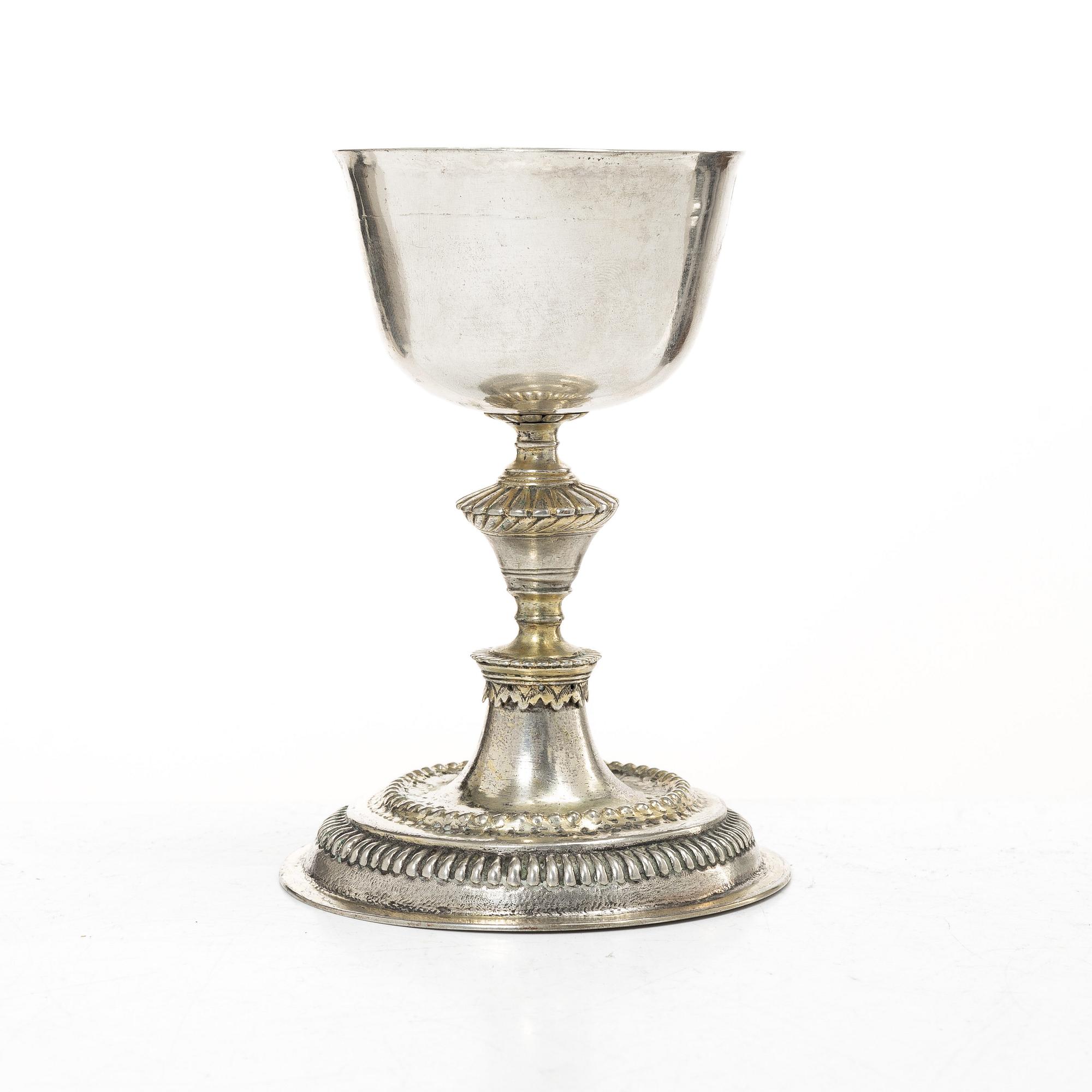 An 18th century Northern Europe parcel-gilt silver chalice, unmarked.