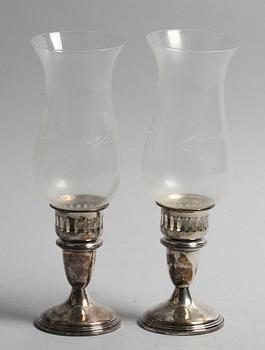 LJUSLYKTOR, ett par, glas och sterling, Reed & Barton.