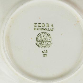 Eugen Trost, four 'Zebra' teacups and saucers, Gefle.