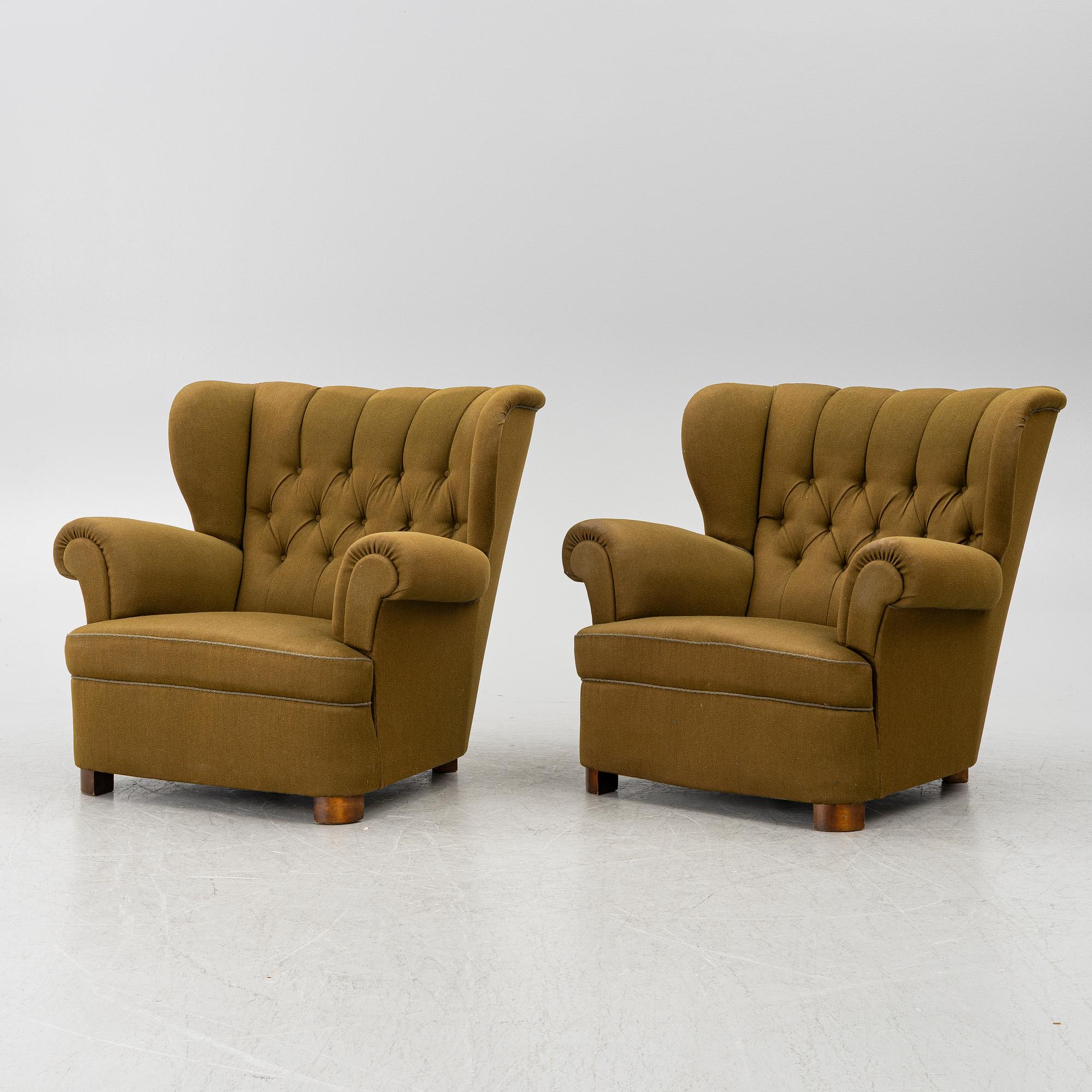 Armchairs, a pair, Swedish Modern, 1940s.