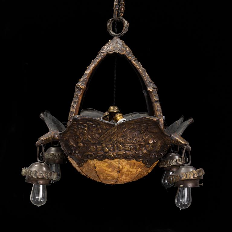 ALICE NORDIN, attributed to, 1910-/20's brass ceiling light, Böhlmarks lampfabrik.