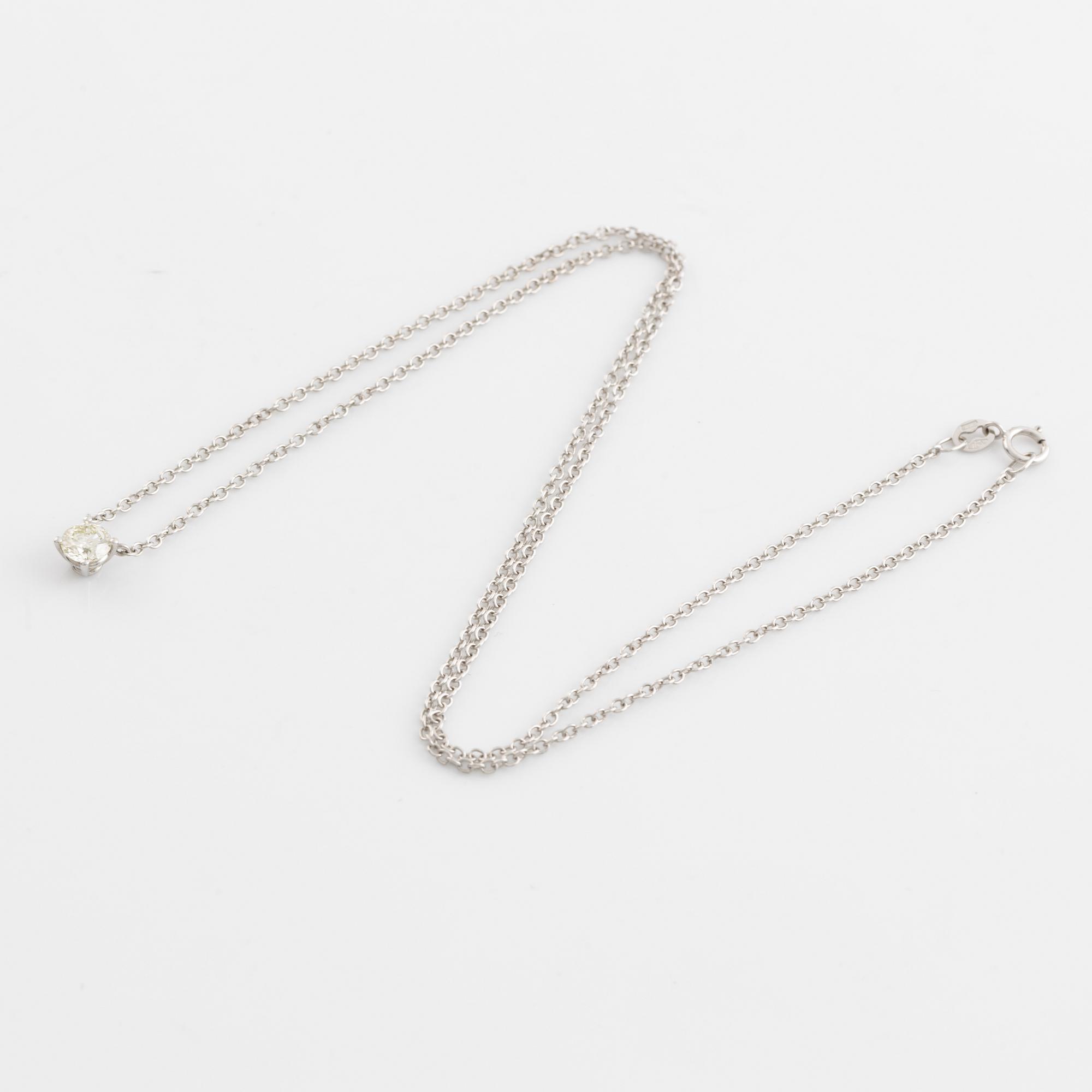 Brilliant cut diamond solitaire necklace.