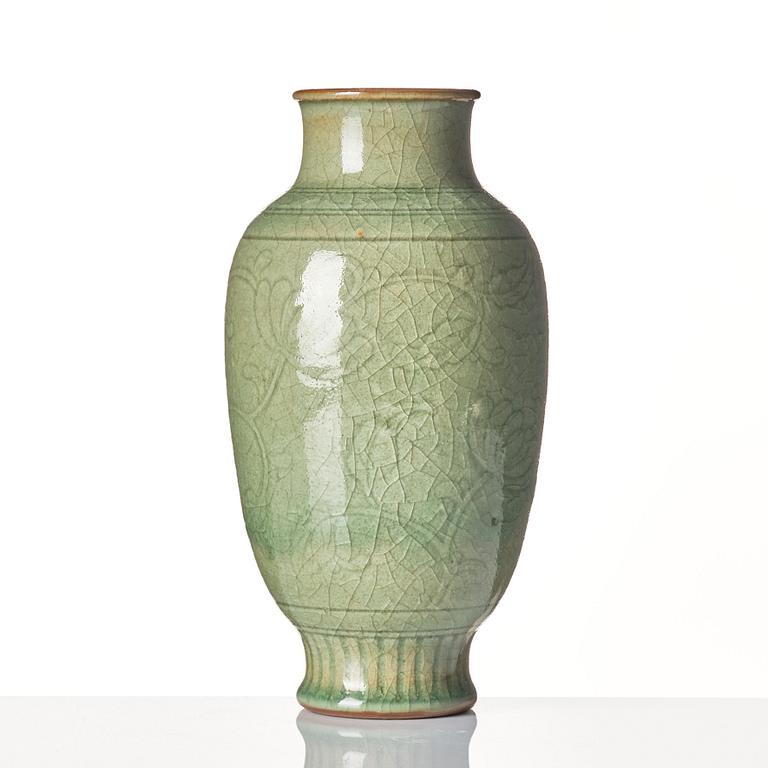 A celadon vase, Ming dynasty (1368-1644).