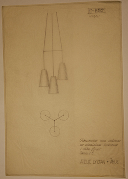 Hans Bergström, taklampa, modell "154/6", ateljé Lyktan, Åhus 1950-tal.